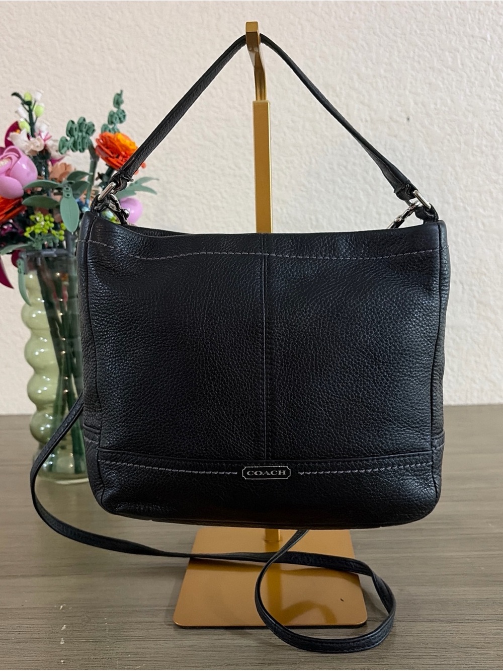 Coach Black Leather Hobo Tote Shoulder Bag